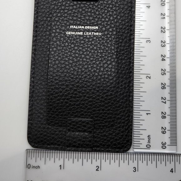 Campo Marzio Designer Pebbled Luxury Leather Luggage Tag- Black - Picture 5 of 7